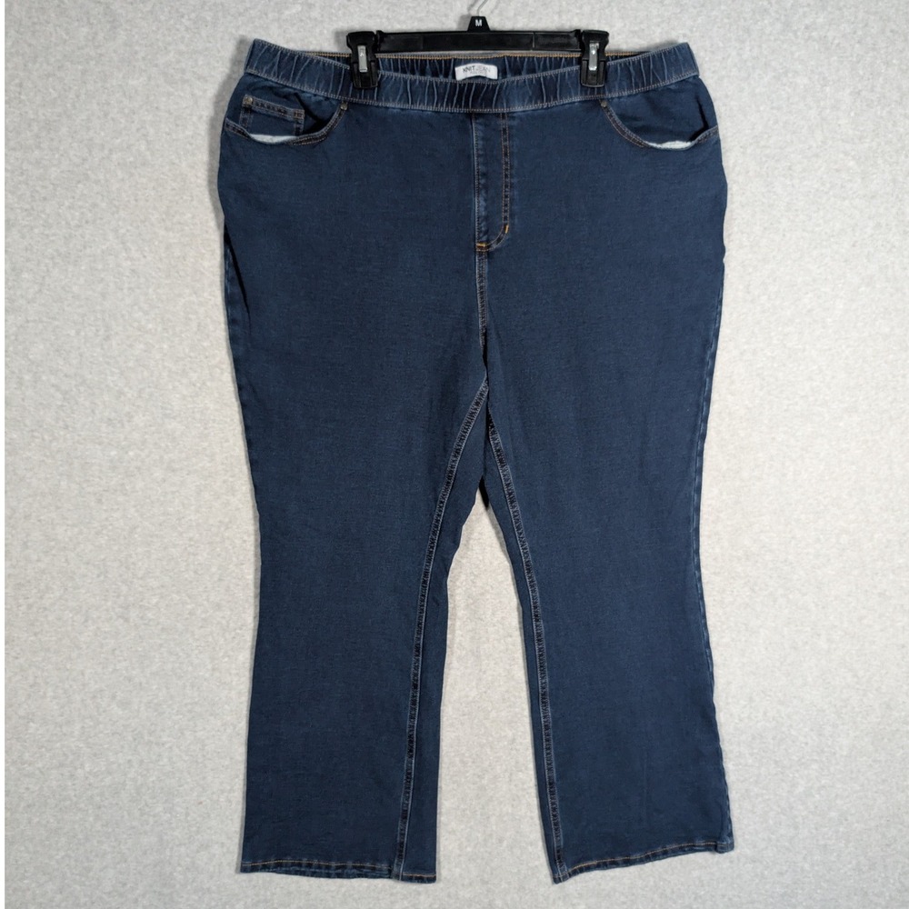 Catherines Knit Jean Women 24W Petite Blue Pull On Stretch Denim